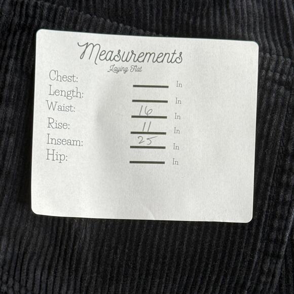 Zara Corduroy Straight Leg High Rise Cropped Pants Trousers Raw Hem 31 Black - Picture 9 of 15